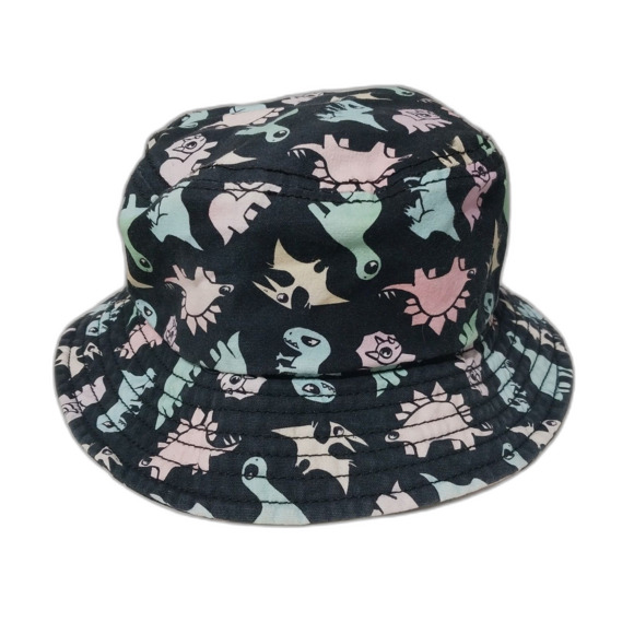 Hot Topic hat Womens black pastel dinosaur graphic bucket cap Kidcore Twee - Picture 1 of 6